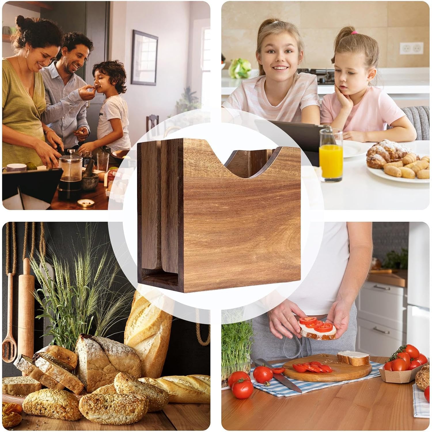 Bagel Slicer - Wood Anti-Slip Effortless Stylish Cutting | Bread Cutter Kitchen Gadget for Home, Dorm, Apartment, Cafe, Restaurant, Coffee Shop, Breakfast, Kitchen, Easy Slicing