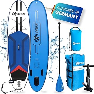 EXPLORER SUP Fusion Stand Up Paddling Board bis 180kg Komplettset mit Alu-Paddel, Rucksack, Pumpe, Finne und Flickenset…