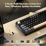 RedThunder K95 Clavier Mécanique Sans Fil, Écran TFT & Bouton, Tri-Mode BT5.0/2.4GHz/USB-A Hot Swappable Personnalisé, Interrupteurs Linéaires Pré-lubrifiés, Structure Gasket, Clavier de Jeu RGB pour WIN/IOS, Noir-Or