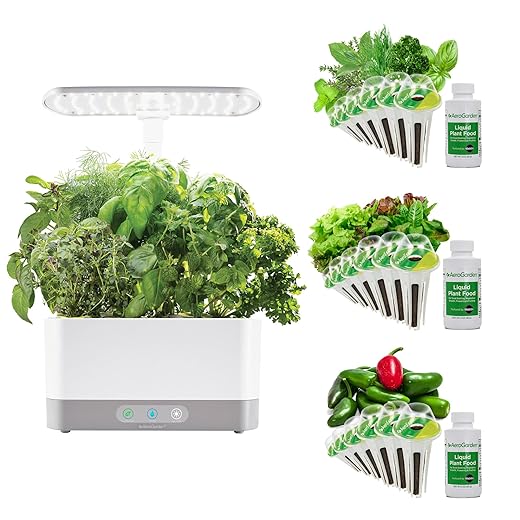 AeroGarden Harvest XL Bundle Hydroponic Herb Garden Indoor Growing Kit LED Grow Light Bundle with Trellis, Bonus 18 Seed Pods, and Plant Food, White