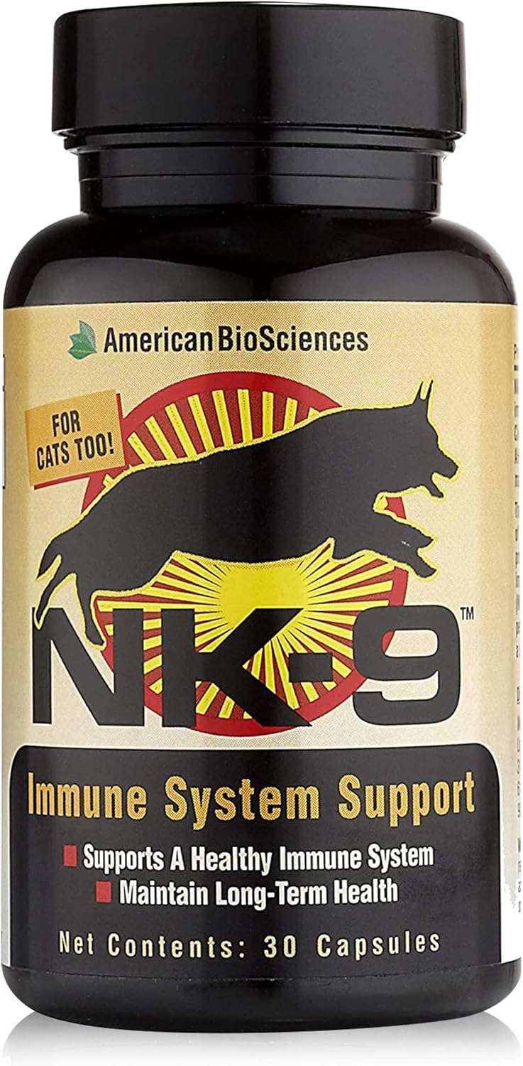 NK-9, AHCC Supplement for Dogs & Cats – Dietary Supplement to Support Immune System – Made for Pet’s Immune Defenses – 30 Capsules, 250mg/capsule