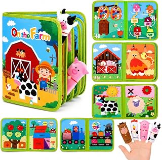 Busy Book for Toddlers 1-3, Montessori Toys 1 Year Old Quiet Book | Educational Learning Soft Sensory Activity Book, 10 Pages, Toddler Travel Toys, Birthday Gift for 1 Year Old Boys & Girls