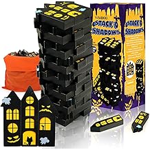 Halloween Wooden Blocks Stacking Games, Haunted Castle Theme Tumbling Tower and Balance Game for Adults, Kids, and Family Party, Stacking Board Toy with Storage Bag, Halloween Party Activities Gifts