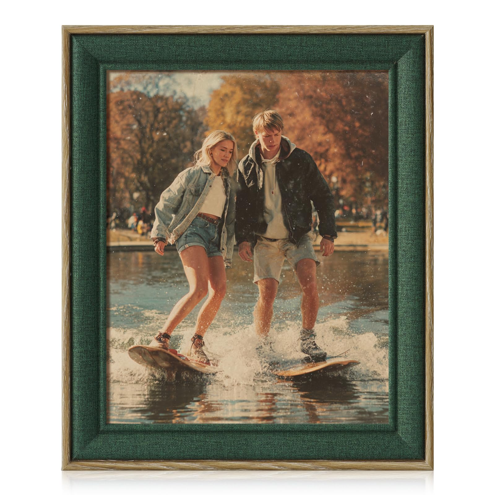 Cadre photo bois vert de voyage et mariage pour vos souvenirs