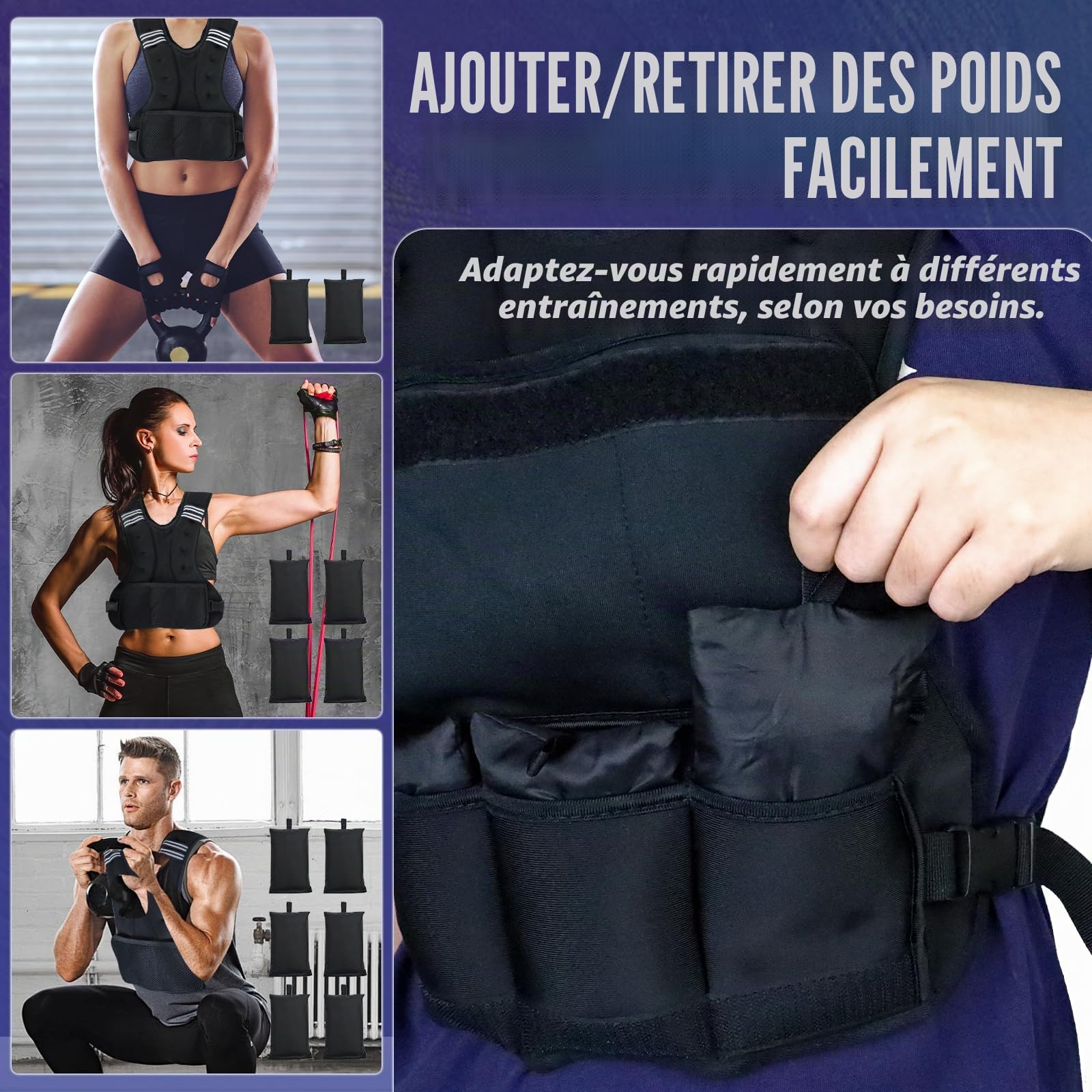Vailge Gilet lesté de course pour homme et femme - Gilet d'entraînement avec poids pour fitness, musculation, course, cross training