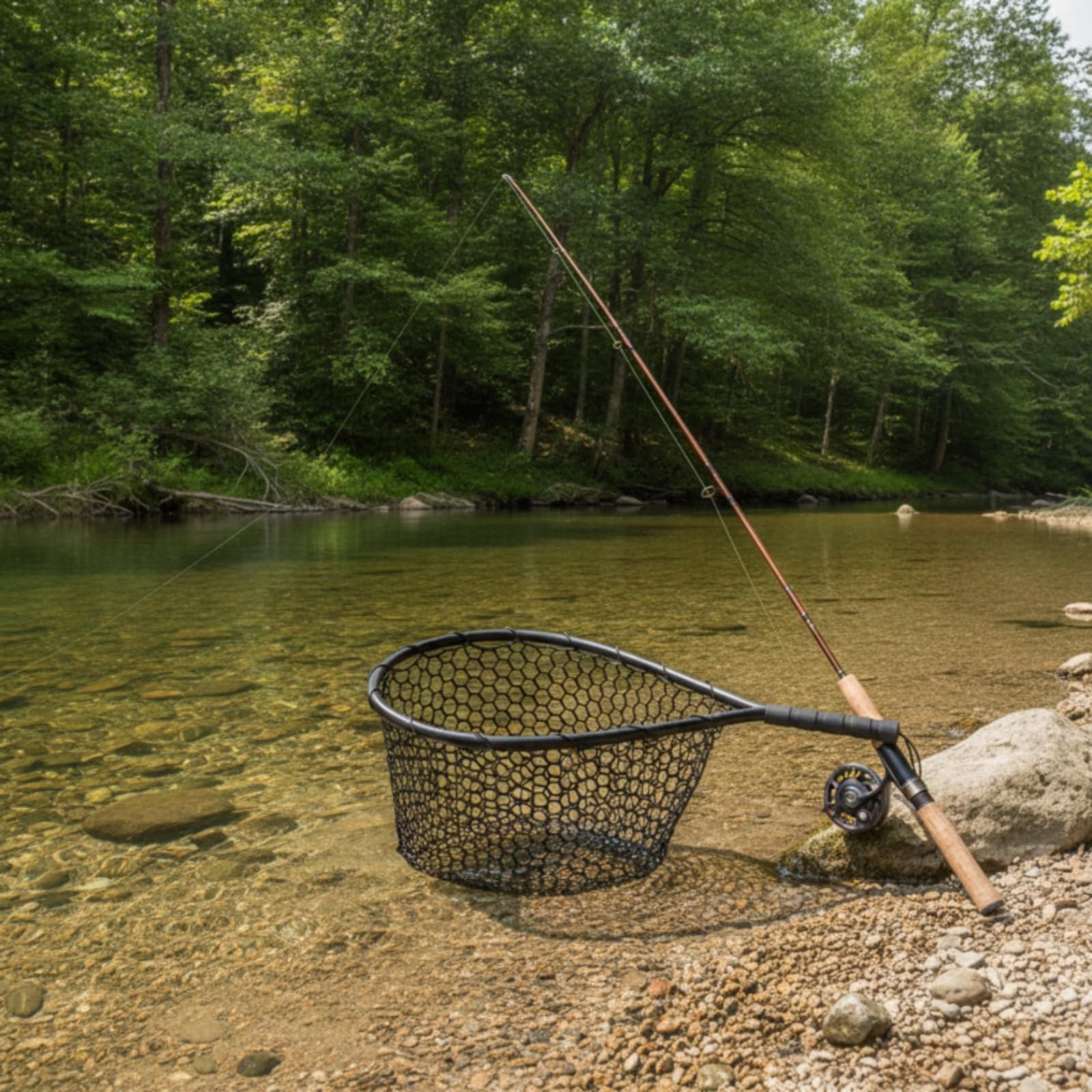 Épuisette de Pêche Épuisette Filet Poisson Équipement Canne Atterrissage en Silicone avec Cadre Alliage Renforcé Support Lourde Flottabilité Intégrée