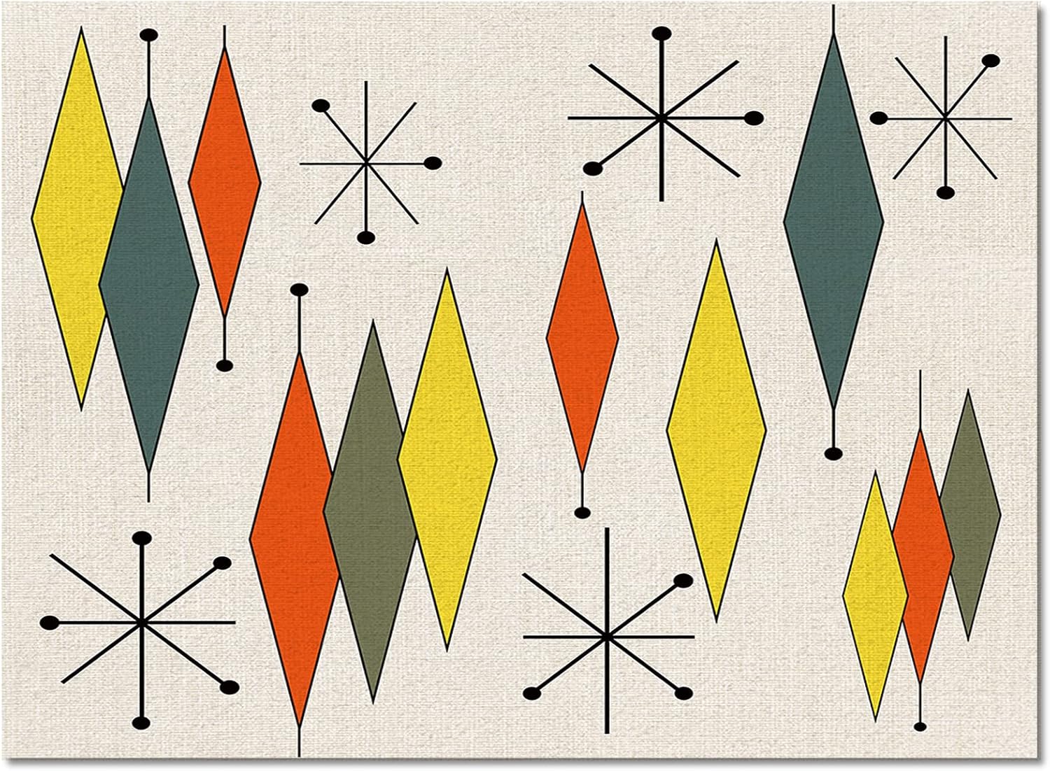 ARTSHOWING Europen Modern Mid Century Large Area Rug 5' x 7', Durable Indoor Outdoor Rugs with Non-Slip Backing for Bedroom Living Room Nursery Kids Home Decor, Orange Yellow Green Prismatic