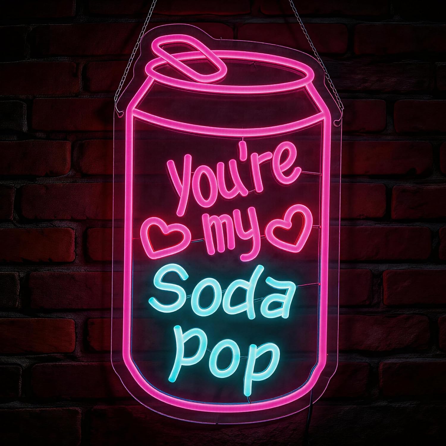 Kpop Soda Pop Neon Sign - "You're My Soda Pop" LED Light with Pink Hearts, Dimmable USB Wall Art for Bedroom, Kpop Merch & Valentine's Gift (15.7x9in)