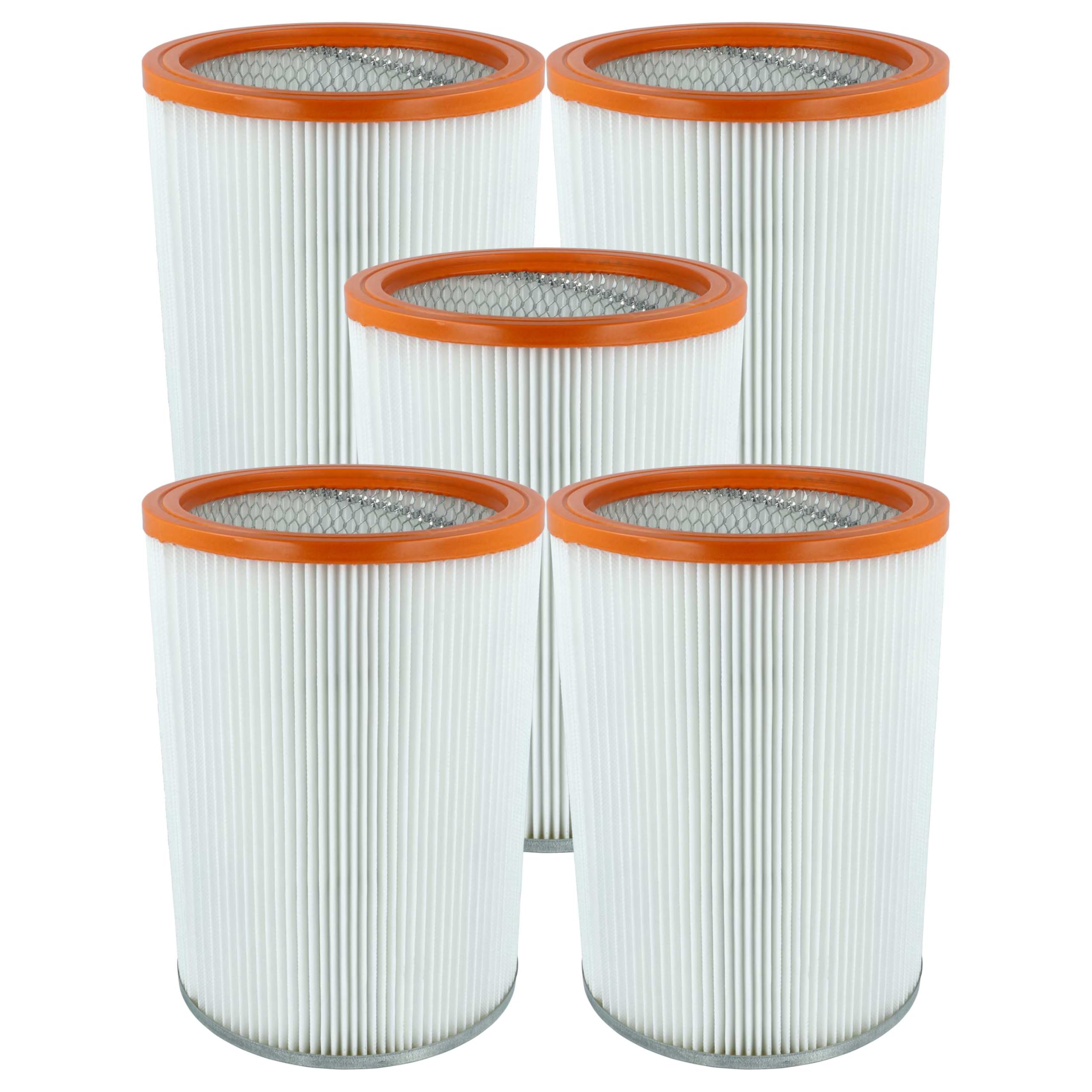 vhbw 5x Faltenfilter kompatibel mit Nilfisk-Alto Turbo M2 | D2, M2 S-FA, M2 L, D R 637, D/X-B1, D-B1 Staubsauger - Patronenfilter Orange Weiß