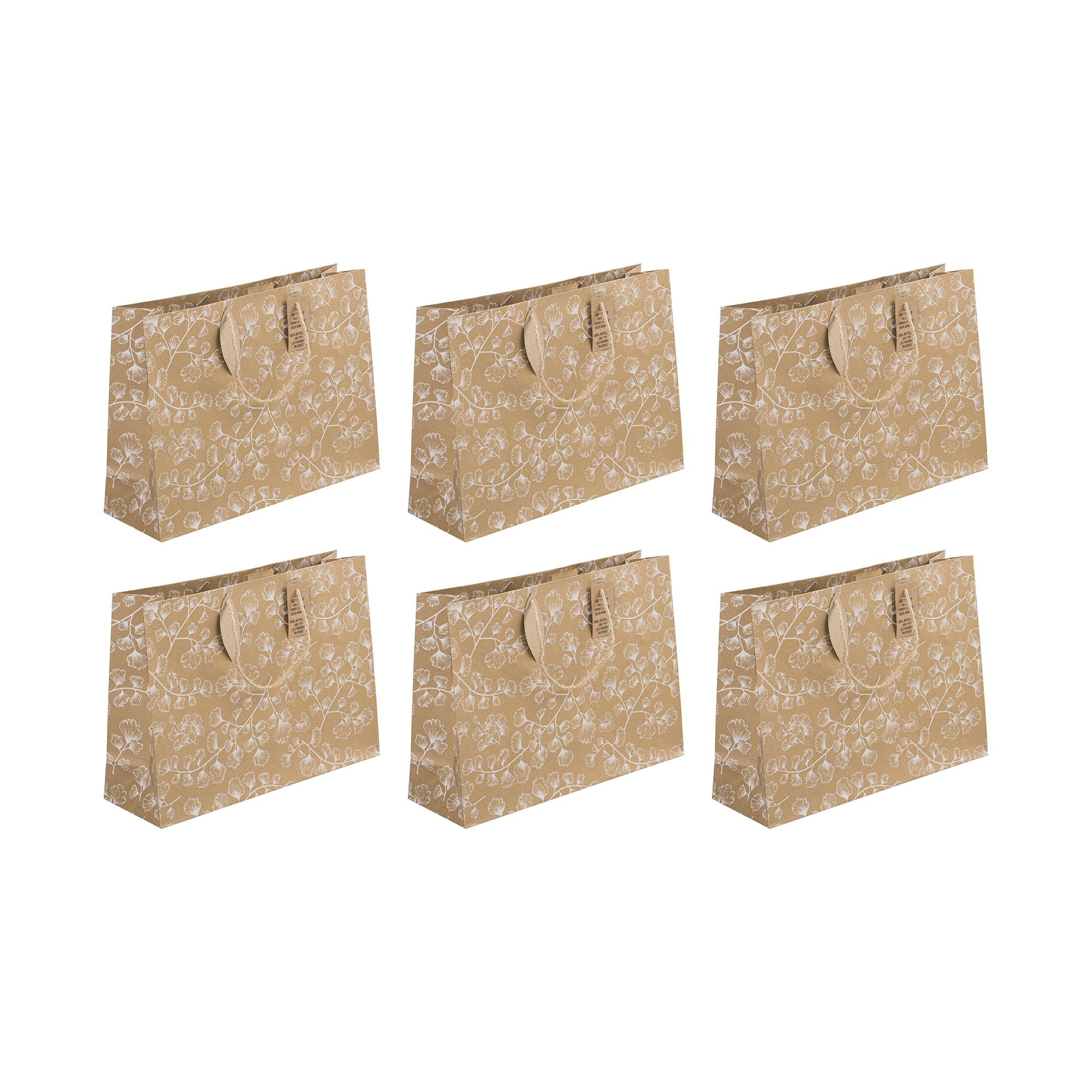 Eurowrap 223926-6C - My Garden, Kraft, sac Shopping 37,3x11,8x27,5 cm - PAQ DE 6