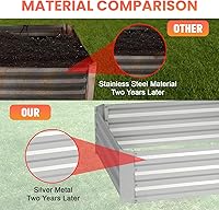 Vista 6 de PayLessHere Cama de jardín galvanizada, 8 x 4 x 1 pies, cama de jardín elevada para exteriores, para verduras, flores y hierbas, jardineras grandes