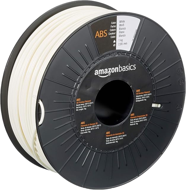 Amazon Basics ABS 3D Printer Filament, 2.85mm, White, 1 kg Spool