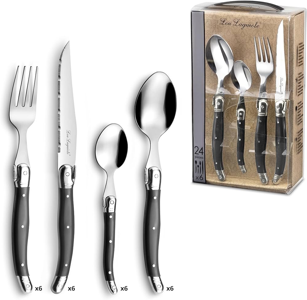 Amazon.com: Amefa Silverware Set - 24-Piece, Anthracite Grey
