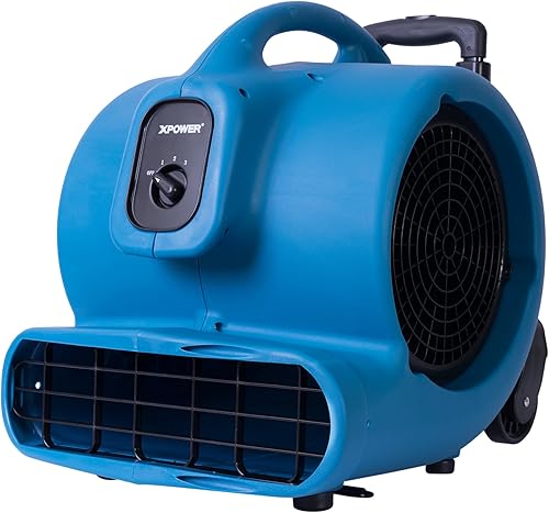 Miniatura 37 de XPOWER P-630HC Pro 1/2 HP 2800 CFM Movimiento de aire centrífugo, secadora de alfombras, ventilador de piso, soplador, mango telescópico y ruedas