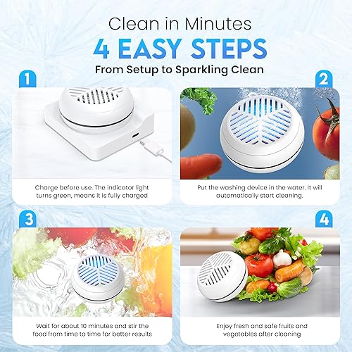 Miniatura 6 de Lavadora de frutas y verduras, Dispositivo limpiador de frutas y verduras, Lavado de verduras inalámbrico portátil USB con tecnología de