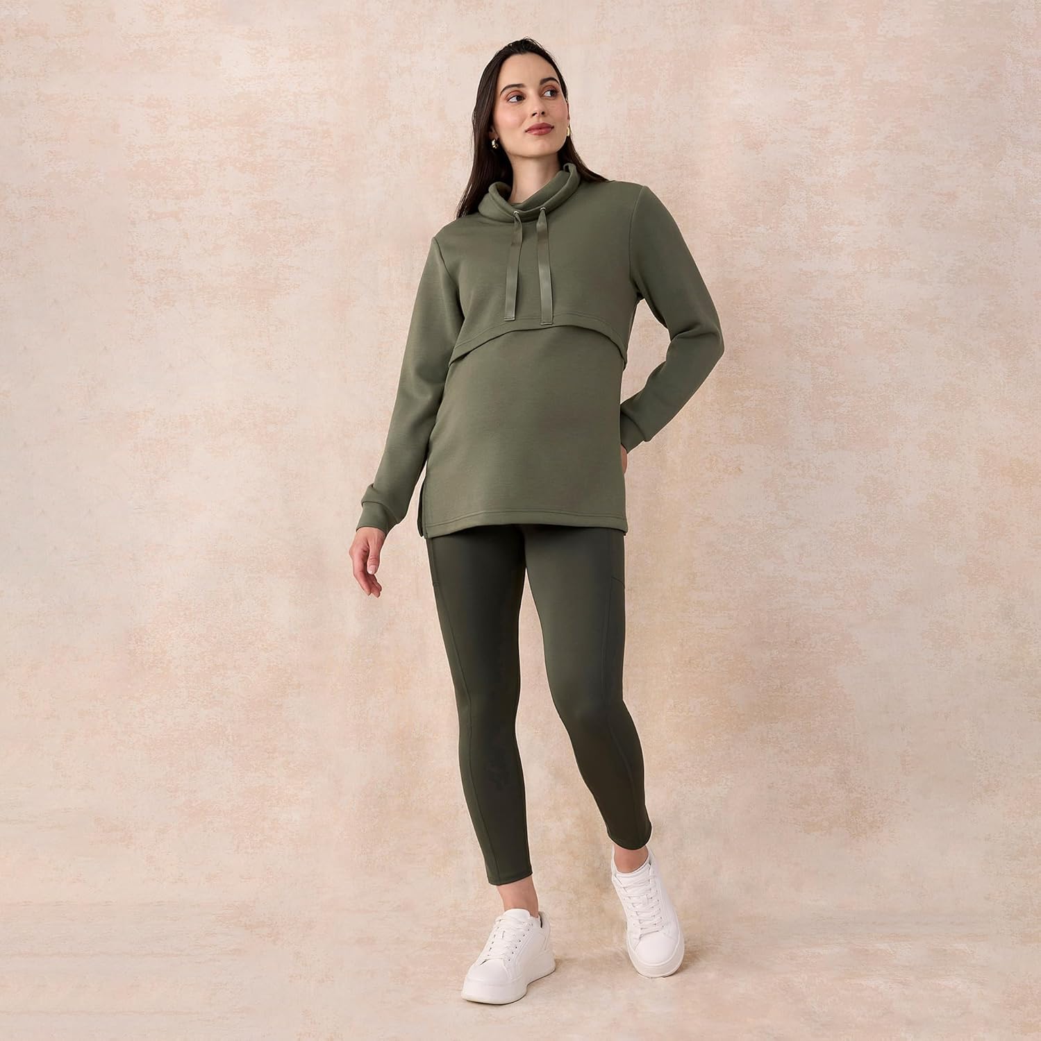 Motherhood Maternity Womens Over The Belly Workout Activewear Pregnancy Leggings with Pockets - Image 3