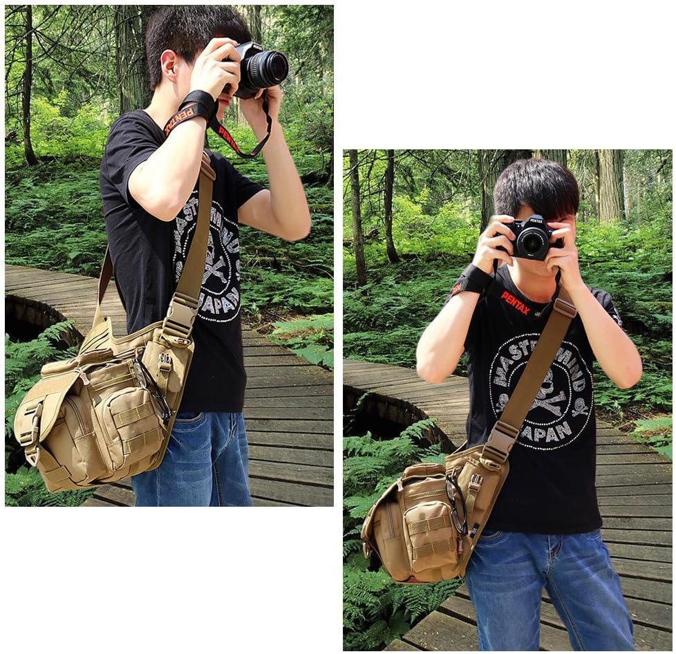 Camera Bag, Qcute Tactical Bag, Shoulder Messenger Bag, Waterproof Multifunctional Sling Bag with Liner, Fit for Hiking, Outdoor Sports, Daily Service and Military Affairs