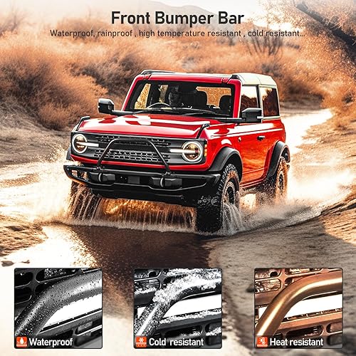 Miniatura 4 de LEPZ Bull Bar compatible con accesorios Ford Bronco 2021 2022 2023, parrilla de parachoques delantero de acero para Bronco Bull Bar 24 puertas, no