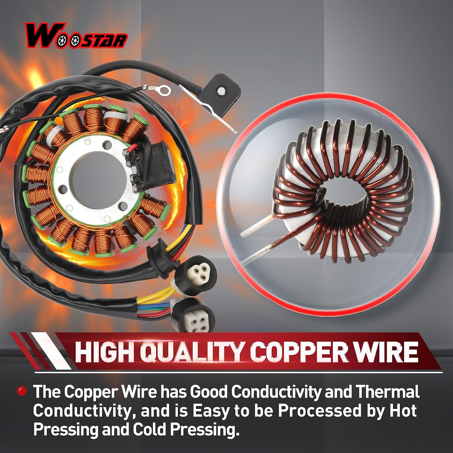WOOSTAR 16 Coil 7 Wire Magneto Stator Replacement for 1986-1991 YFM250 Moto-4 1986-1988 YFM225 Moto-4 OEM 59V-85510-20