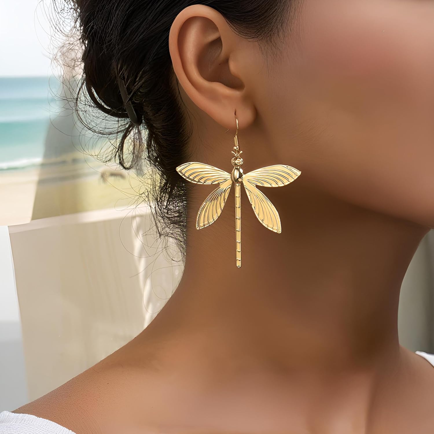 Dragonfly Earrings for Women Gold Dragonfly Dangle Drop Earrings Bug Insect Animal Earring Fashion Jewelry for Women Gift Charms - Image 2