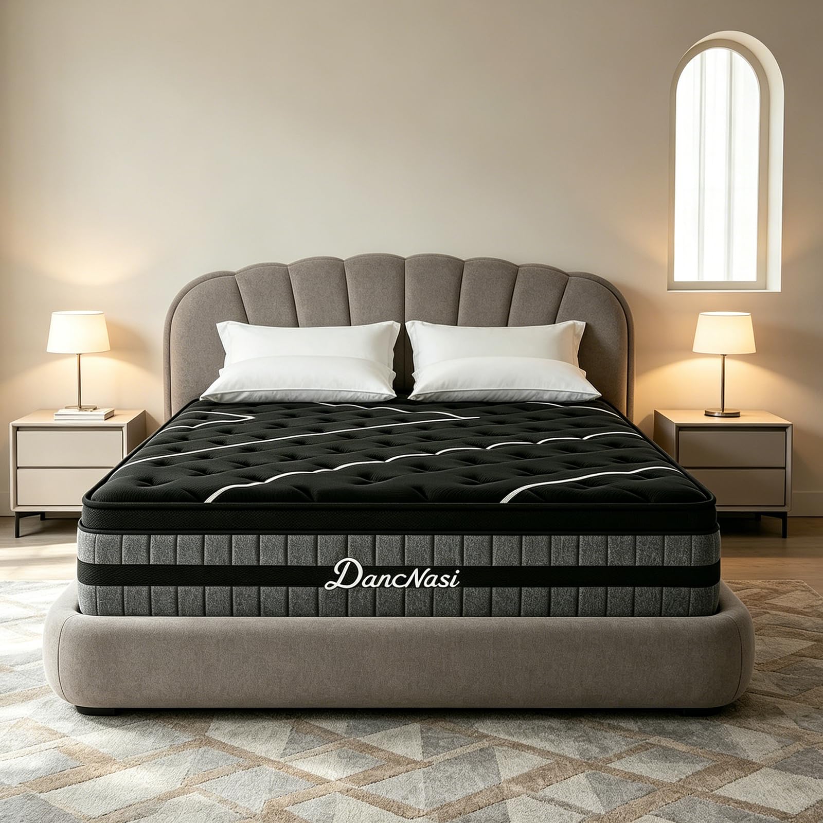 Matelas 140x190, Ressorts Ensachés+Latex Blue+Mousse Mémoire Gel, Certifié Oeko-Tex, 8 Zones de Soutien, Isolation des Mouvements, Anti-Affaisissement, Haute Résilience, Confort Mi-Ferme, Ép 28 cm