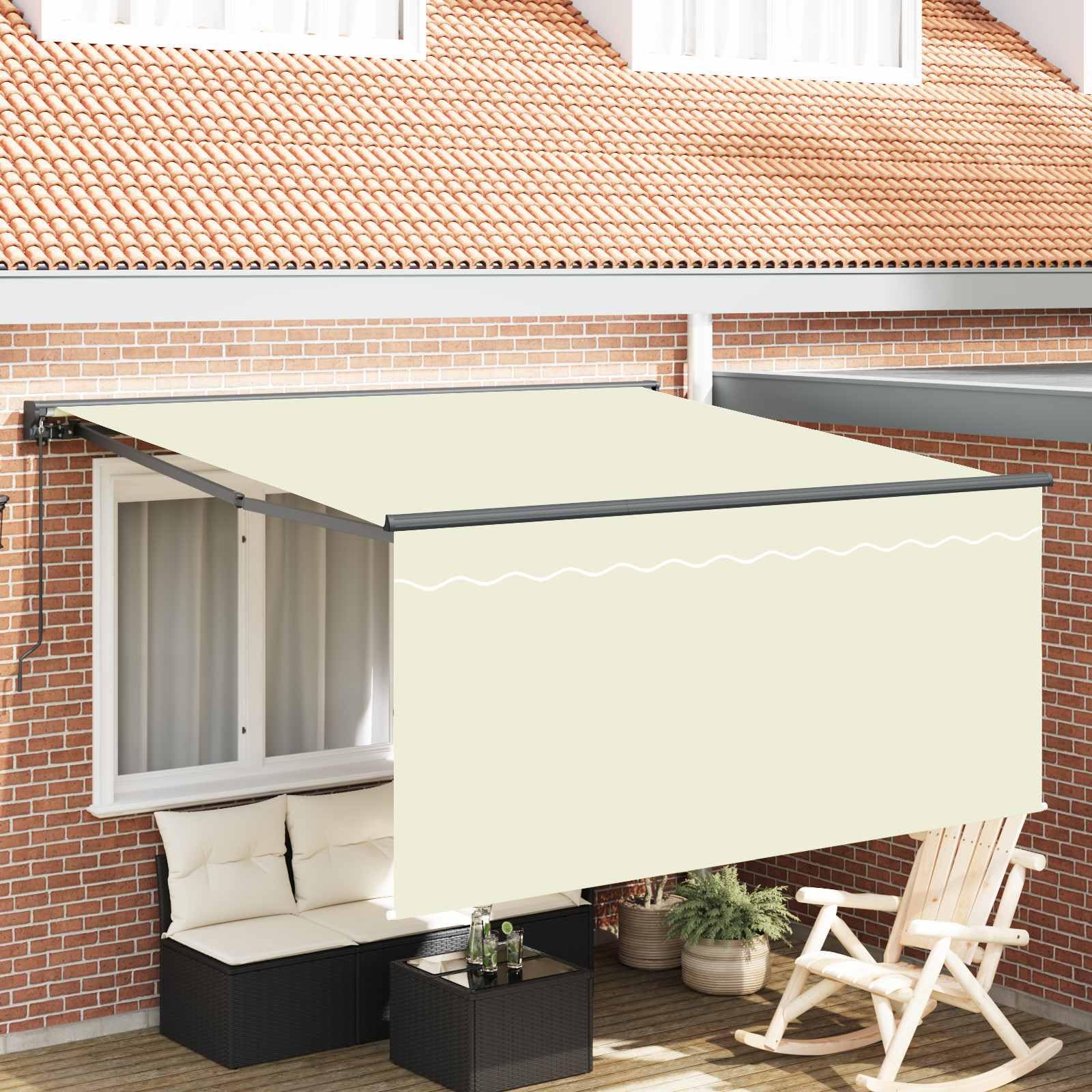 Store rétractable crème 300 x 250 cm pour bloquer la chaleur sur la terrasse et le jardin