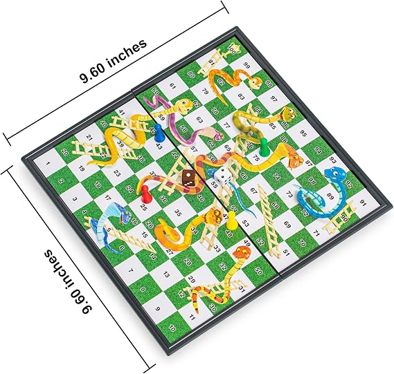 Magnetic Snakes and Ladders Board Game Set - 9.6 Inches