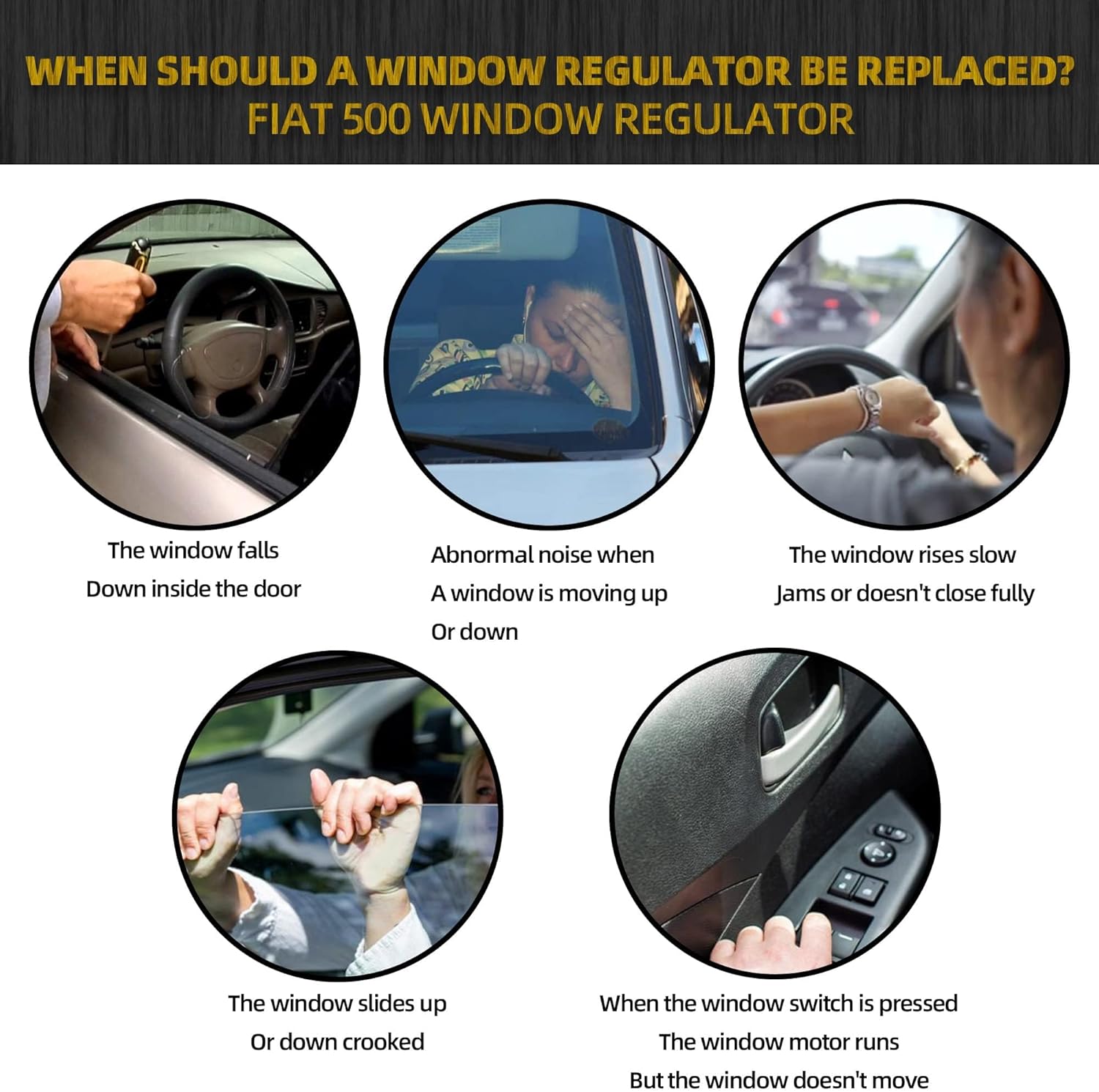 Dasbecan Front Left Driver Side Window Regulator Assembly w/Motor Compatible with Fiat 500 2012-2019 1.4L Replaces 751-648 68070267AD 68070267AE 68070267AC