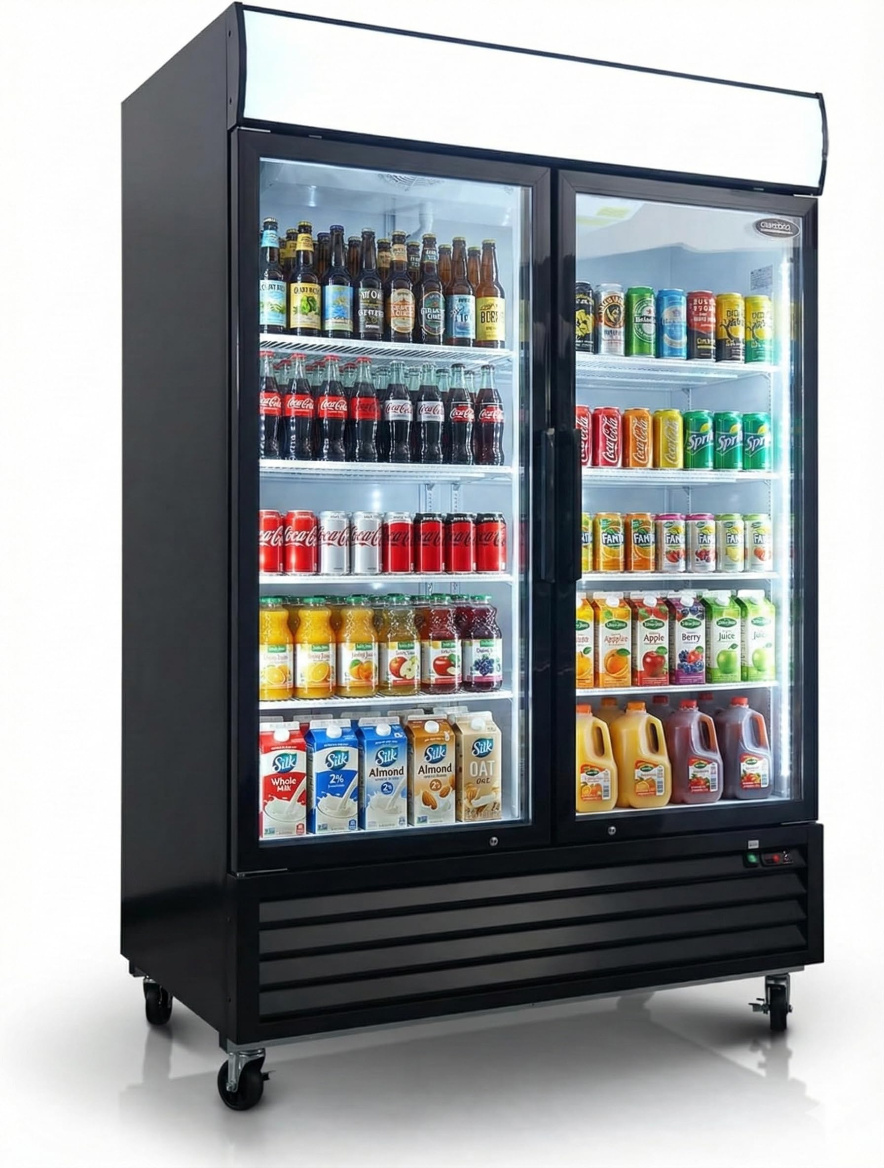 Amazon.com: Refrigerador comercial de vidrio de 2 puertas