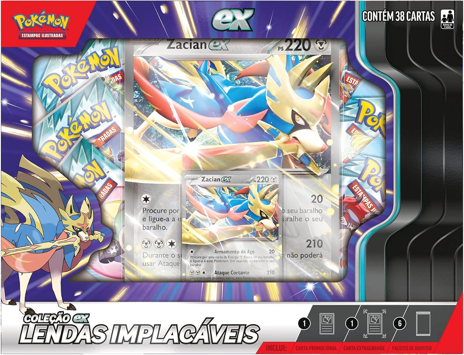 Pokémon TCG, Box Lendas Implacáveis Zacian, 37 Cartas