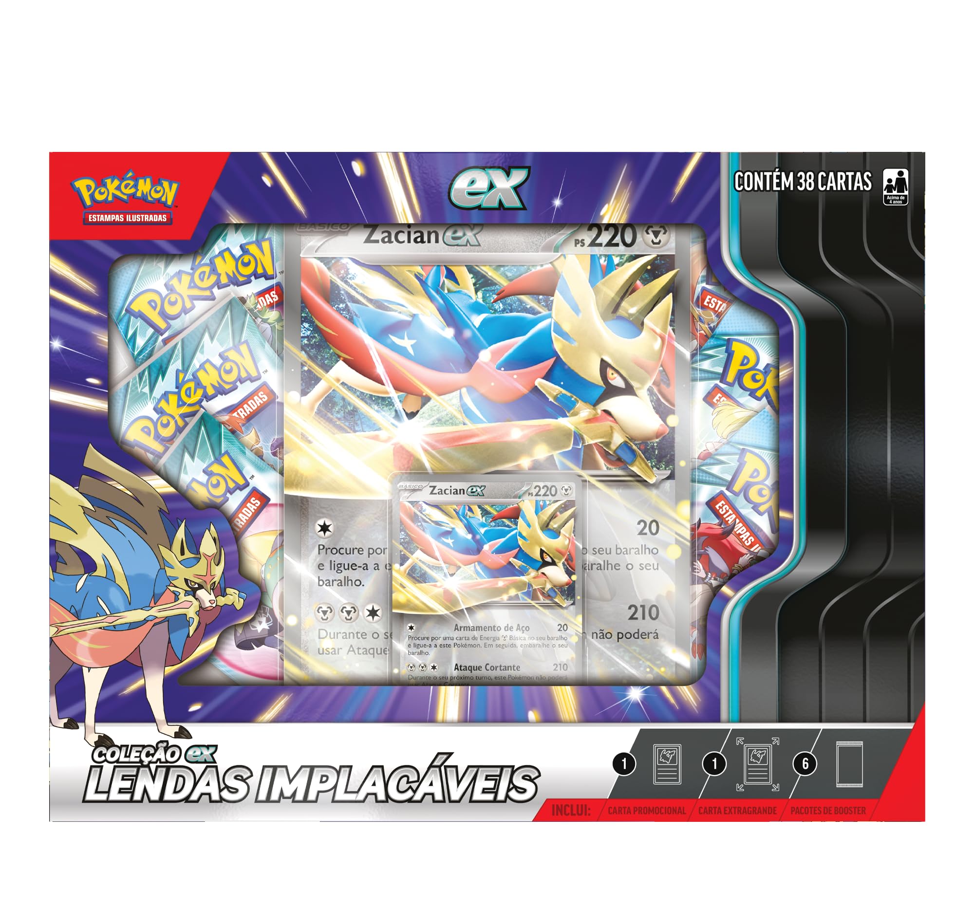 Pokémon TCG, Box Lendas Implacáveis Zacian, 37 Cartas : Amazon.com