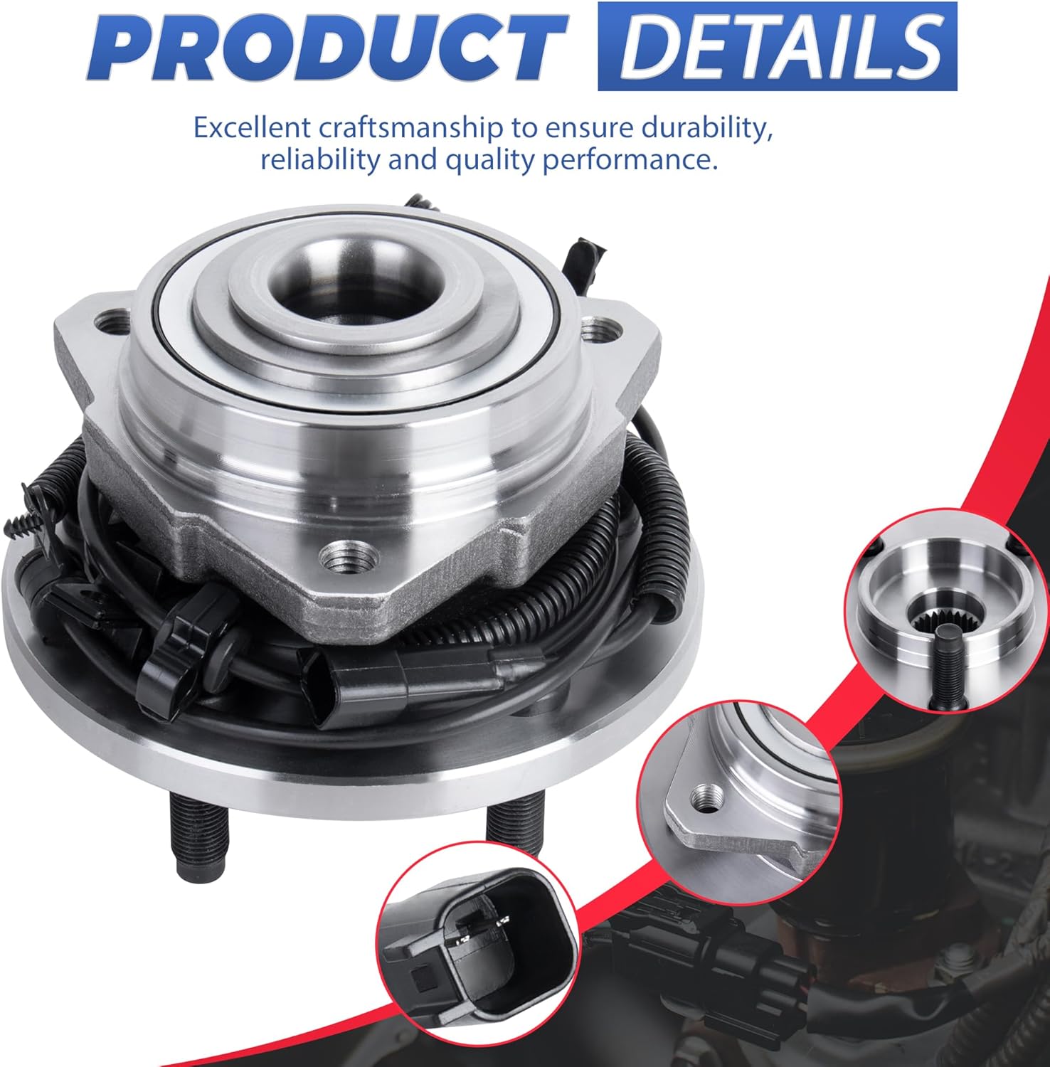 513176 (4-Wheel ABS Only) Front Left Wheel Hub Bearing Assembly 5 Lugs w/ABS Compatible for 2002-2007 Jeep Liberty