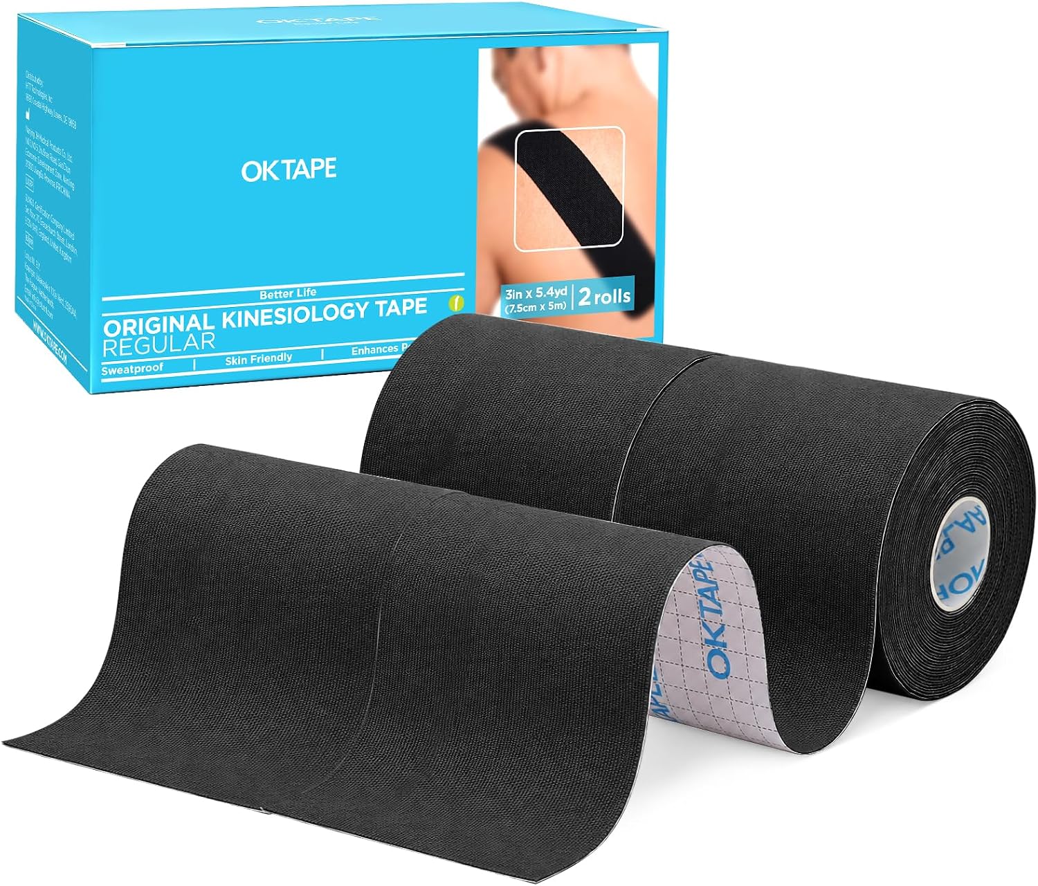 OK TAPE Kinesiology Tape Original Tape for Support 3in*16.4ft 2 Rolls