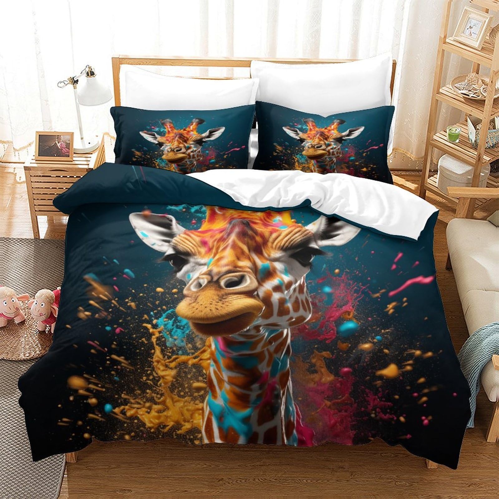 P1S9U7W5Y Modern Splash Cow 3D Printed Duvet Cover Set 3pcs Microfiber Cow Bedding Set King