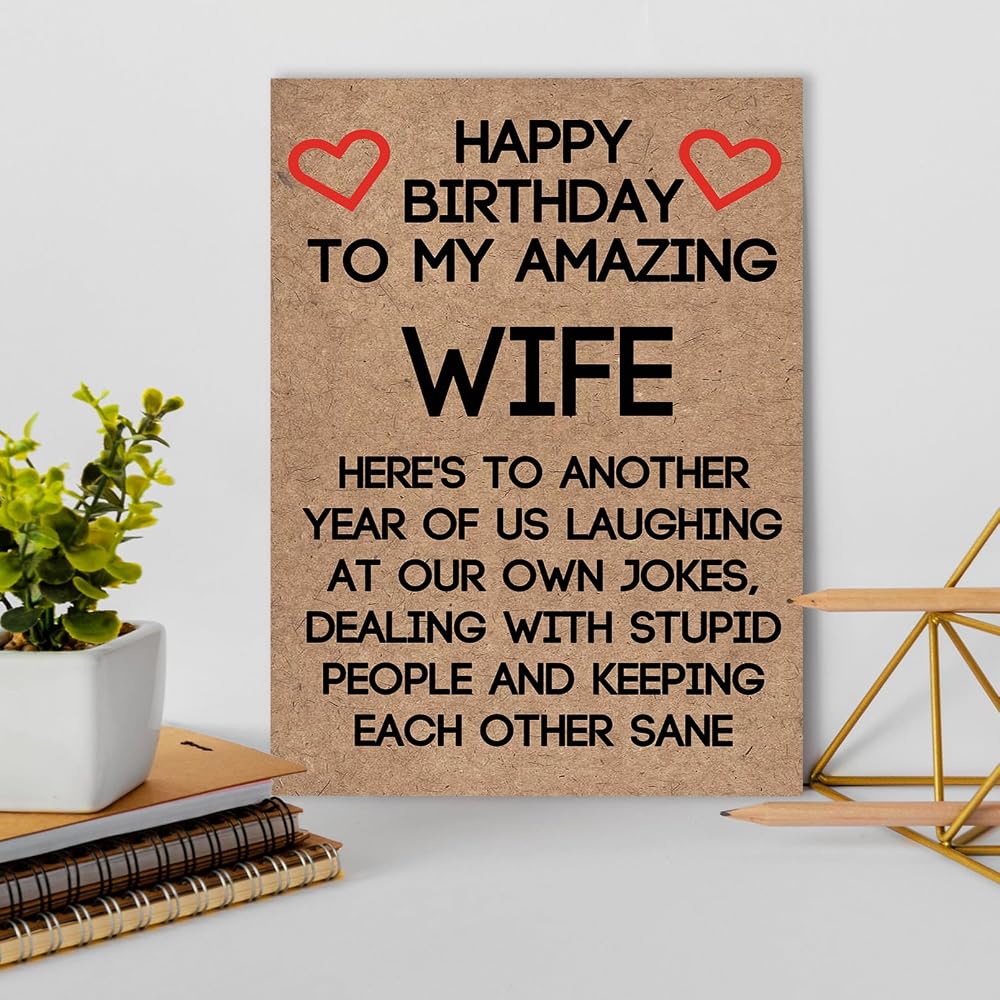 Ziwenhu Rude Wife Birthday Card from Husband, Best Gift for My Wife, Happy Gift Ideas for Her, Humor Birthday Gifts for Women