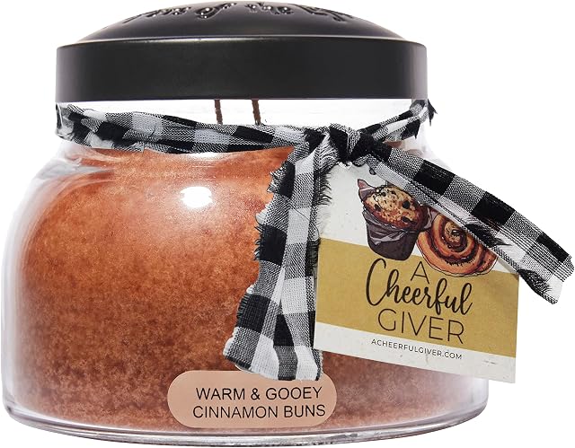 A Cheerful Giver - Warm & Gooey Cinnamon Buns - 22oz Mama Scented Candle Jar - Keepers of the Light - 125 Hours of Burn Time, Candles Gifts for Women