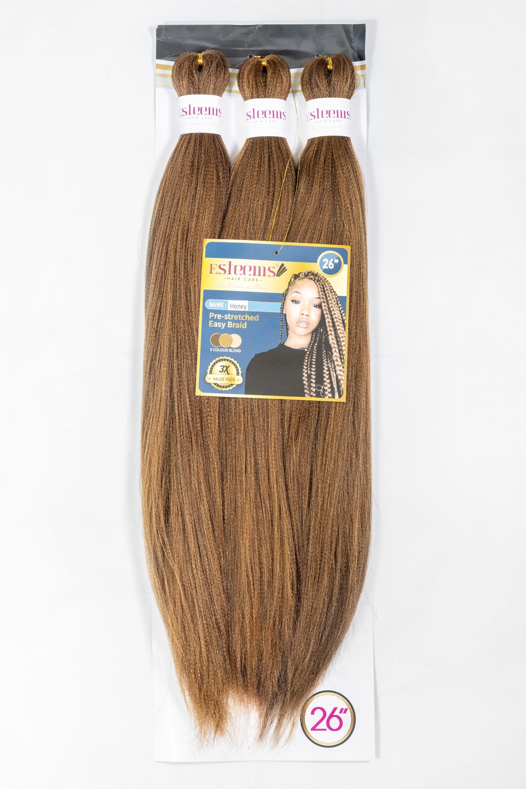 Esteems Hair Care- Pre-Stretched Braiding Hair-Long 3 Colour Blend Hair(P4/27/30) 26"