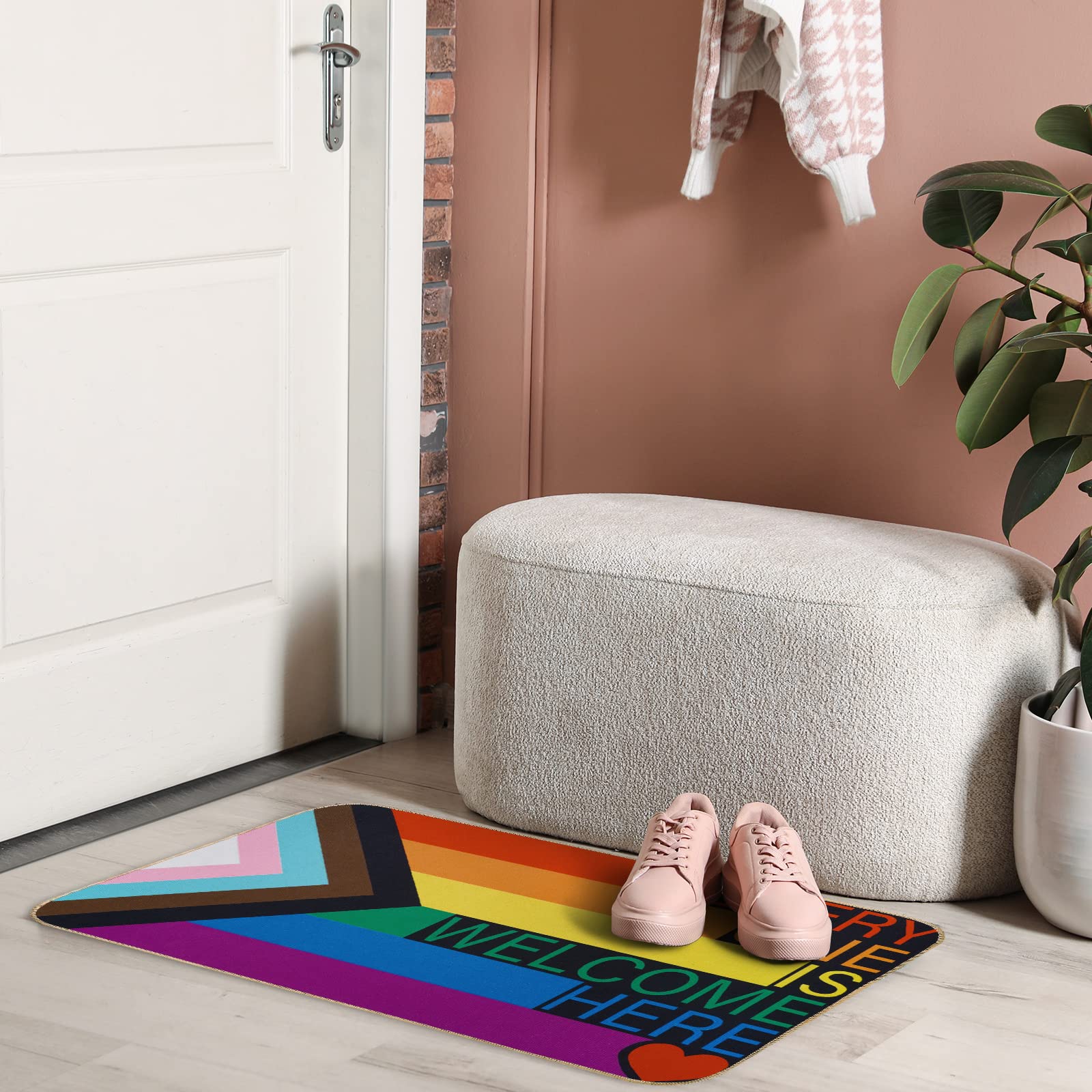 everyone ラグマット Amazon.com: AnyDesign Rainbow Progress Gay Pride Day Doormat