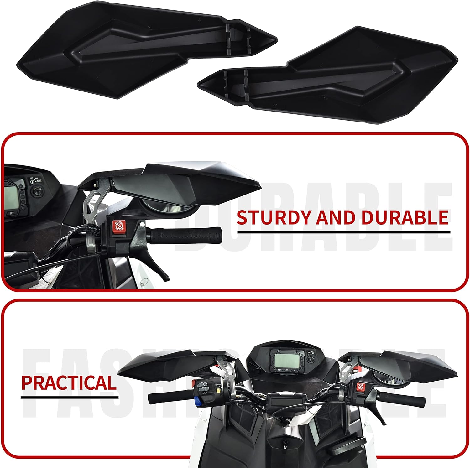 SAUTVS Hand Guards with Mounting Brackets for Polaris Snowmobile, Black Handguards with Straight Bar Handguard Mounts for Polaris Snowmobile Accessories (1Pair, Replace #2879193, 2880939)