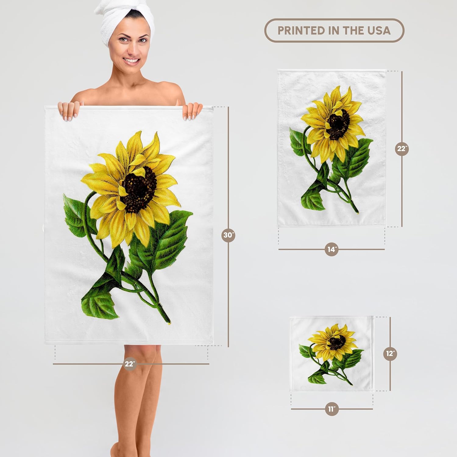 3dRose Giant Vintage Sunflower 22x30 Bath Hand Pool Towel