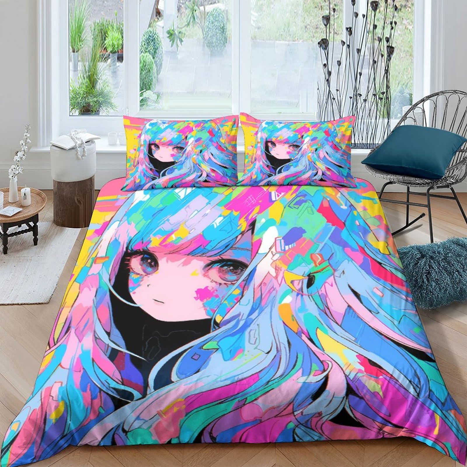 Housse de couette 3D pour adolescents déco de chambre manga et otaku geek