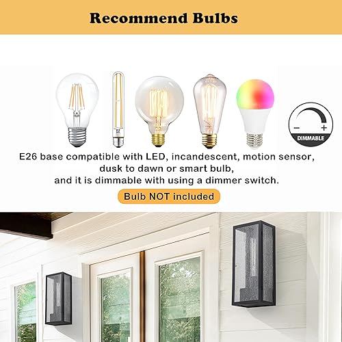 Miniatura 5 de Yonaveil Luces de porche con salida GFCI, luces de pared negras mate para exteriores, luces de porche al aire libre, luces exteriores impermeables