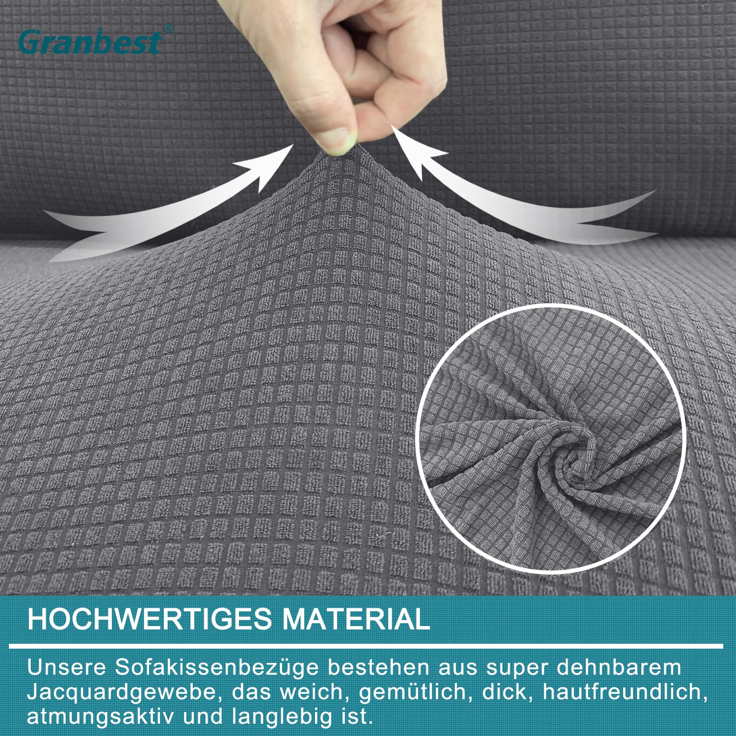 Granbest - Copricuscino antischizzo di qualità, per cuscino di divano o poltrona, tessuto jacquard elasticizzato e idrorepellente (Chaise, blu scuro
