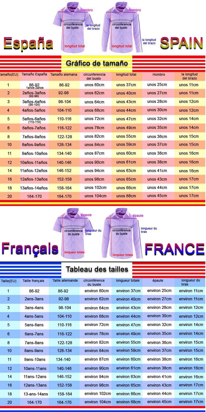 Gillsonz A70vDa Chemise de fête pour enfant Repassage facile Manches courtes 7 couleurs Taille 86-158