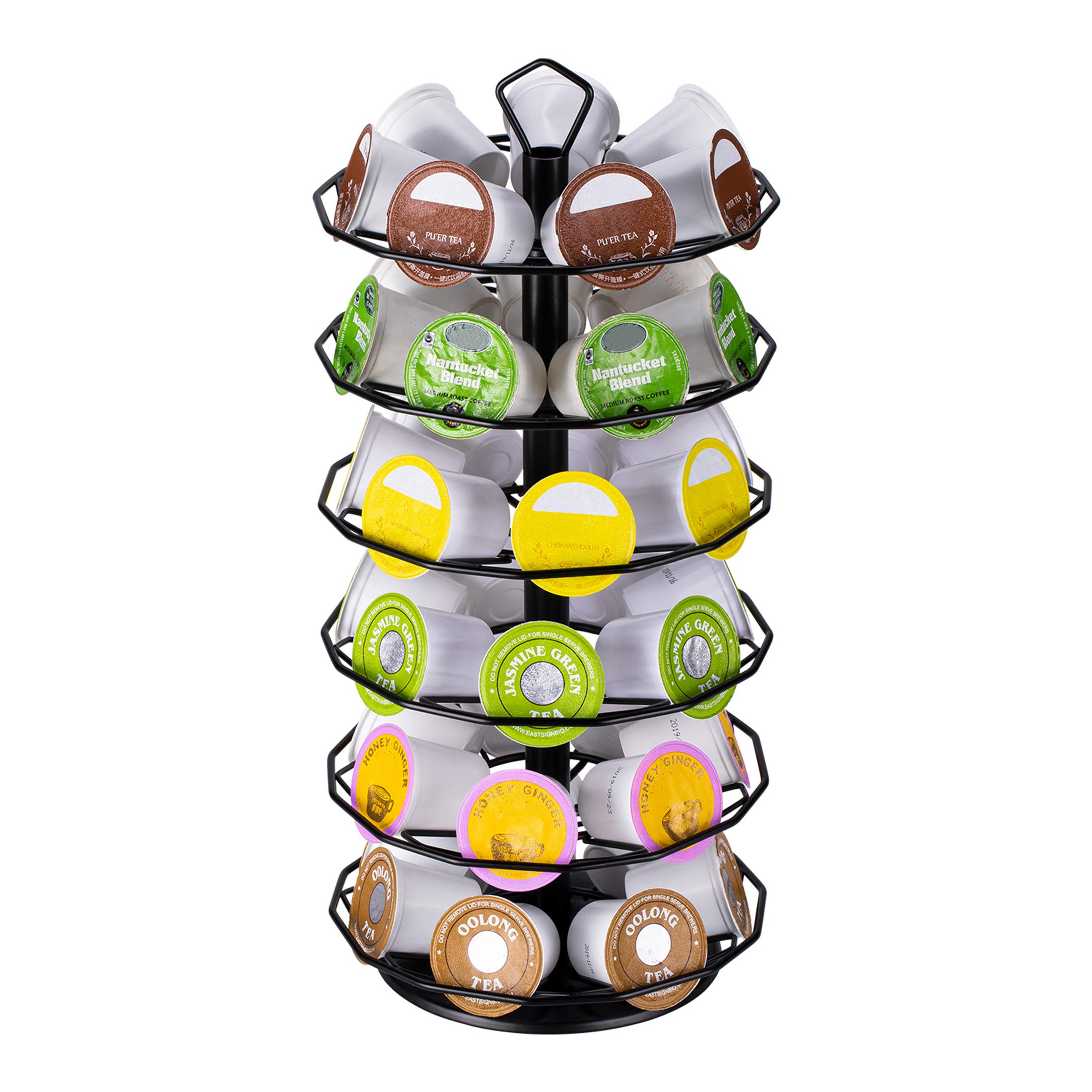 Support dosettes Keurig K-Cup noir 6 étages à carrousel rotatif de 42 capsules