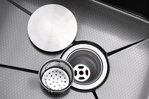 Miniatura 8 de Lefton KS2204-2A - Juego de fregadero de cocina en cascada de acero inoxidable 304 con grifo extraíble, cesta de drenaje, lavabo interior y tabla de