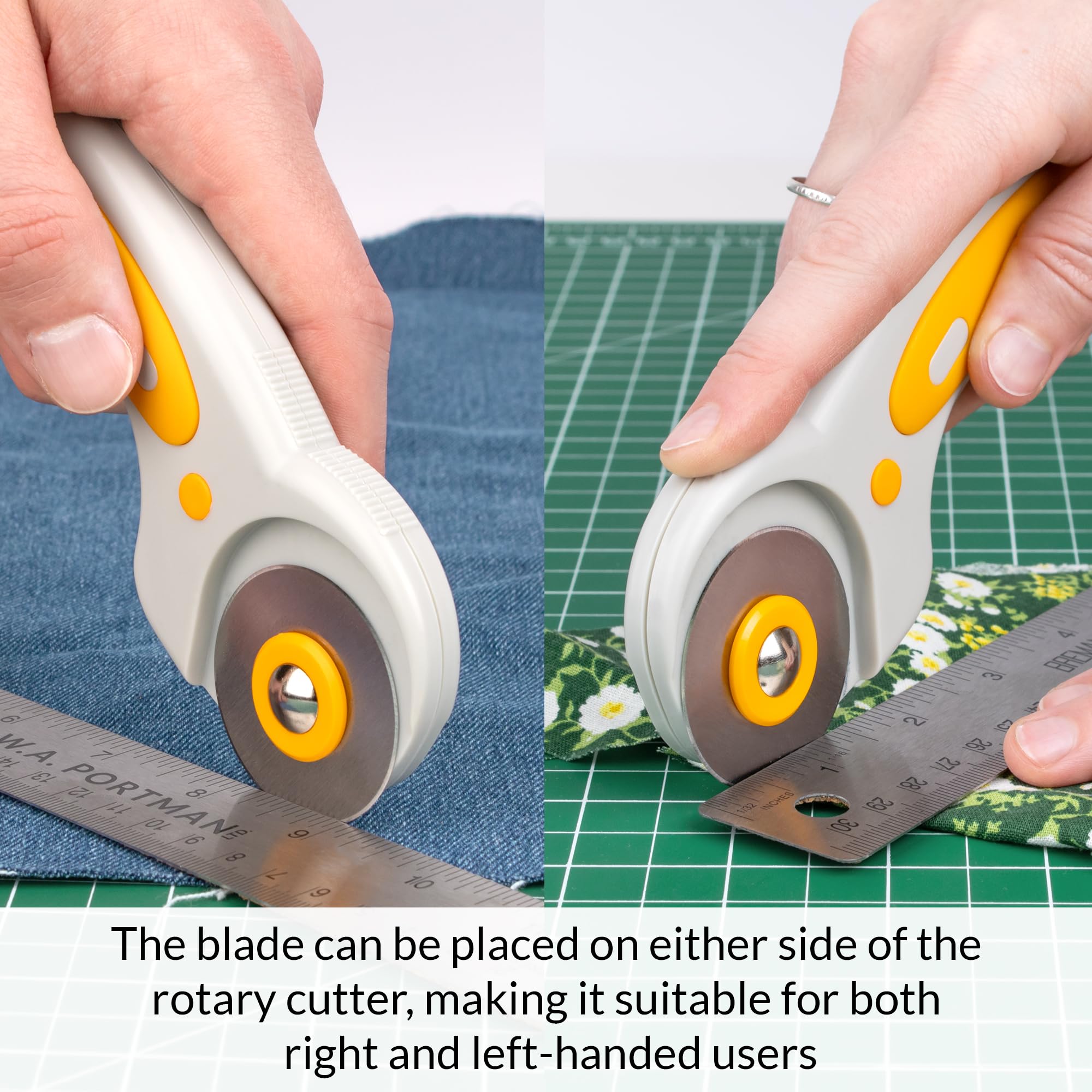 WA Portman Große Schneidematte zum Nähen mit Rollschneider für Stoffset - (18x24) Selbstheilende Schneidematte mit 45mm Stoffschneiderrad & 5 Rotationsklingen - Nähzubehör & Werkzeuge