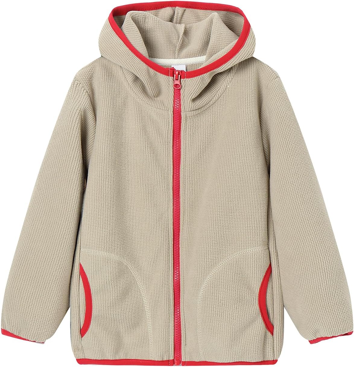 LittleSpring Girls Boys Waffle Hoodies with Full Zip Fall Winter Sweatshirt