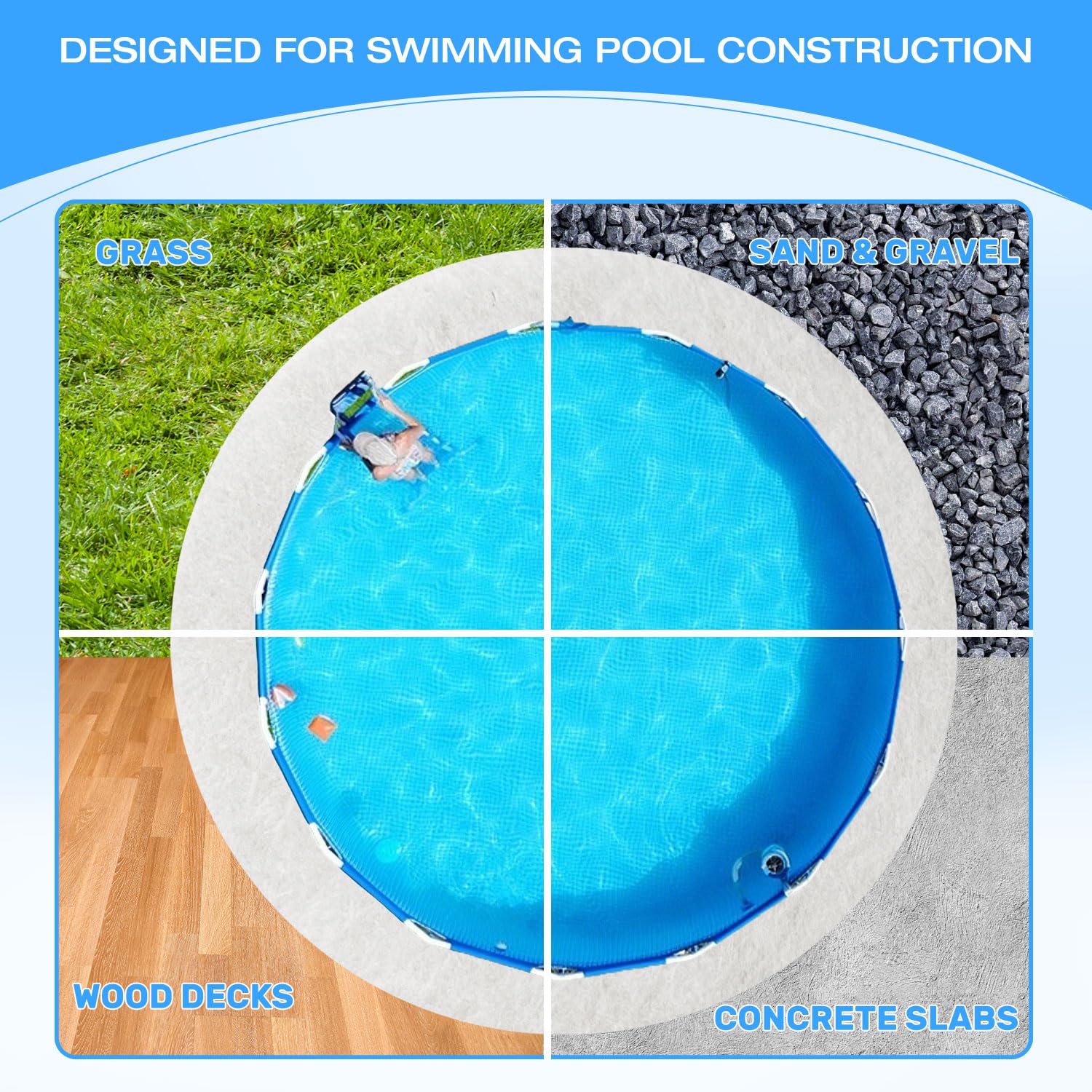 KEAGAN Tapis de protection rond pour jacuzzi de piscine - Tapis de protection de sol rond de 400 cm - Empêche les trous