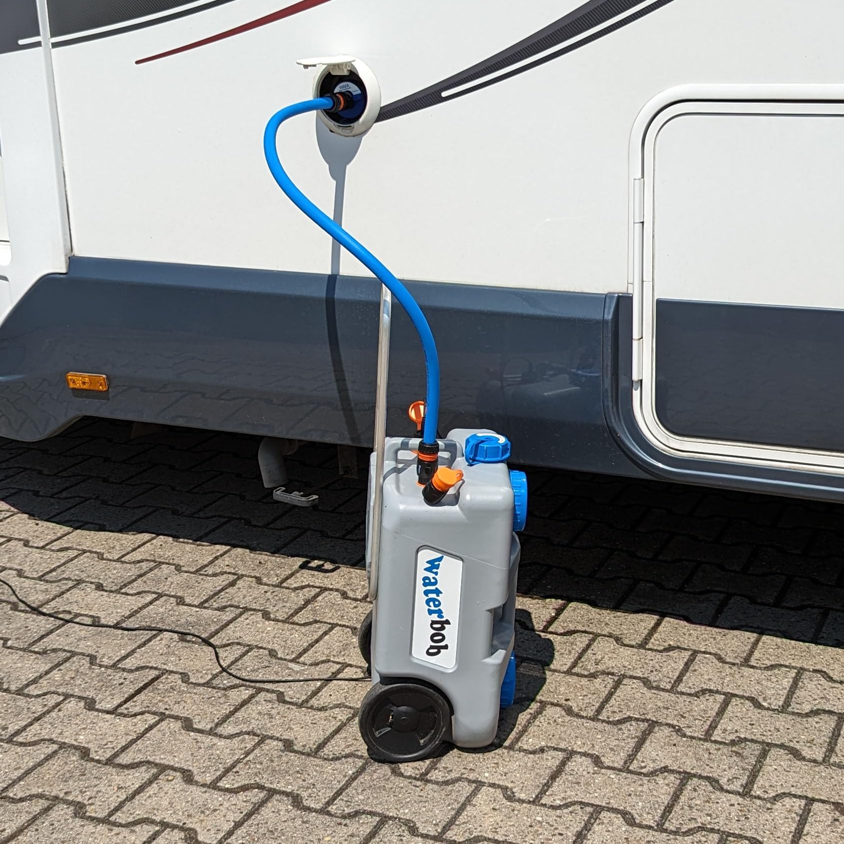 WaterBob, Depósito de agua enrollable con bomba de 12 V, gris, longitud 50 cm, ancho 32 cm, alto 30 cm
